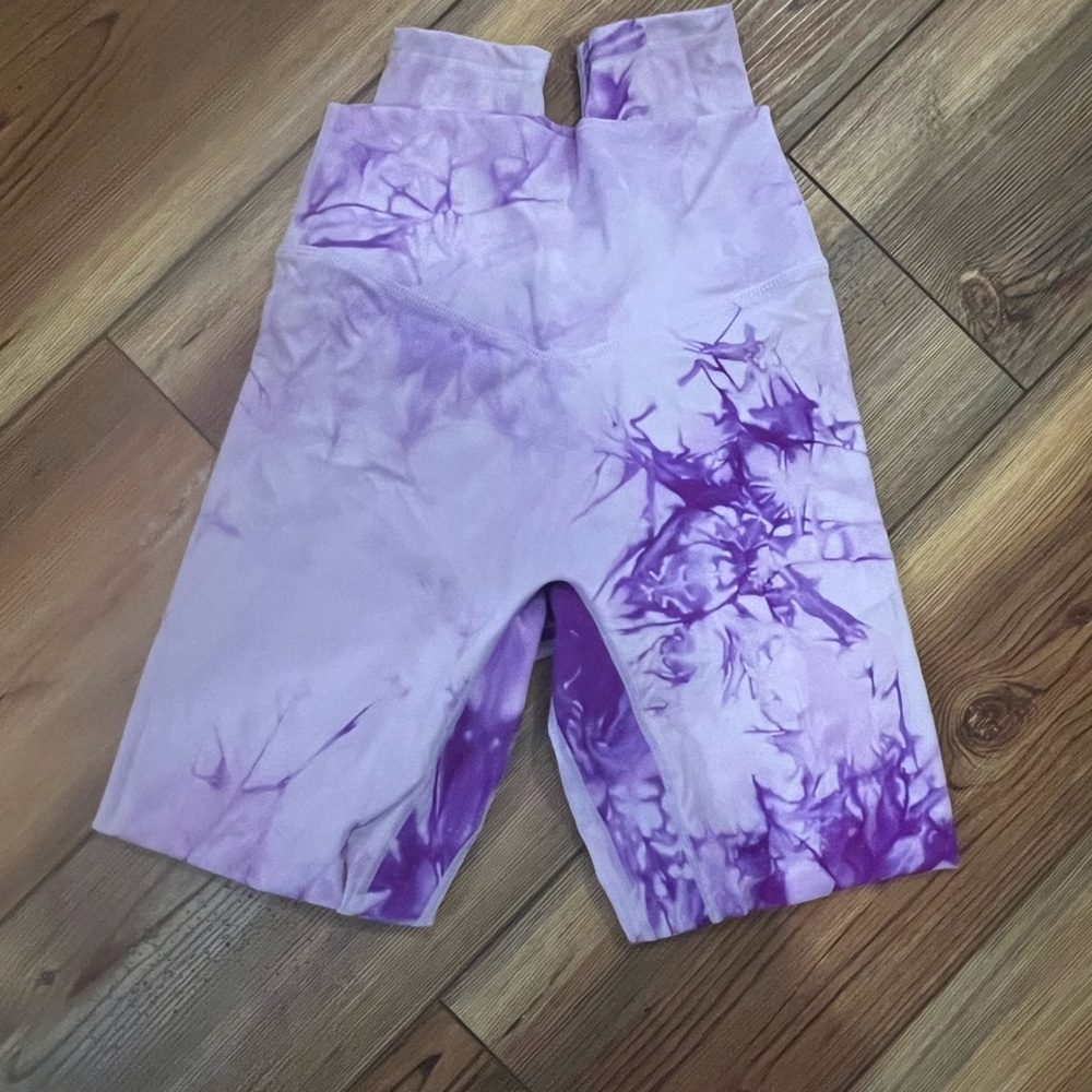 Balance Athletica Purple Tie-Dye High-Waist Bike Shorts